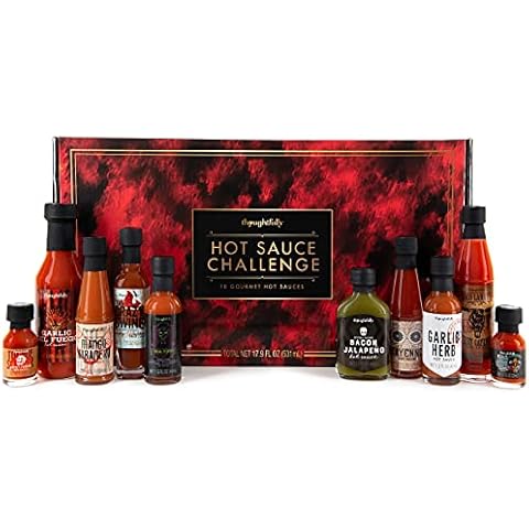 Thoughtfully Gourmet, Hot Sauce Challenge Gift Set, Includes Spicy Hot Sauces for a Hot Sauce Challenge, Pack of 10 Cover