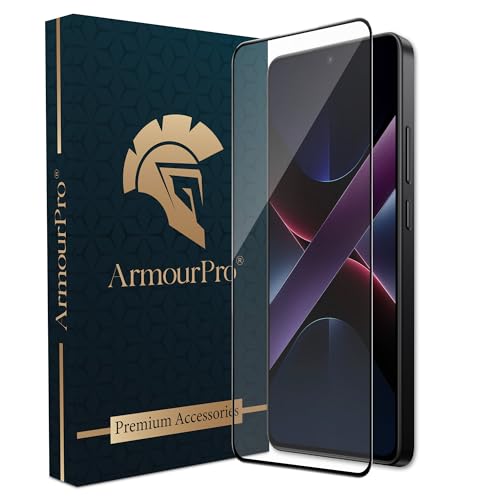 Image of ArmourPro Military Grade Gorilla Tempered Glass Screen Protector Compatible For Poco X7 Pro (6.67 Inch) With Easy Installation Kit| Edge To Edge Coverage |Black
