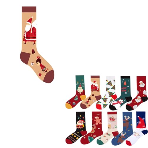 Womens Soft Cute Crew Socks, Cozy Running Socks Cotton Casual Socks(Brown,10 pairs)