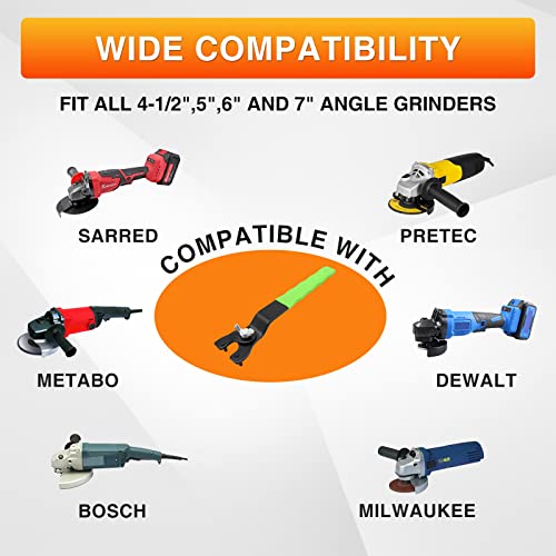 Pretec Adjustable Angle Grinder Pin Wrench Lock-Nut Spanner Grinder Wrench Universal With 2 Pairs Work Gloves,Compatible 4/5/6/7/9 Inch Angle Grinder For Dewalt Makita #TOP6