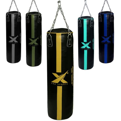 Xn8 Sac de Frappe 4ft 5ft Non-Rempli, Cuir Lamina Natal Hide, Sac de Boxe autoportant pour MMA Arts Martiaux Boxing Kickboxing D’entraînement, Domicile Gym Fitness