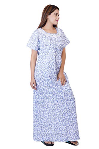 Image of Women's Cotton Block Print Knee Length Nighty