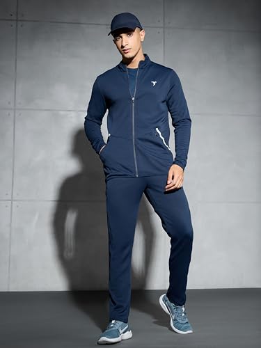 Image of TECHNOSPORT Men Polyester Slim Fit Solid Mock Neck Jacket with Elasto Plus, SPF50+ for Sports and Regular Use