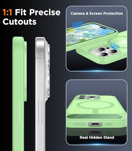 Image of Magnetic Compatible with iPhone 15 Pro Max Case, [Built-in Invisible Kickstand][Compatible with MagSafe][Military Grade Shockproof] Slim Translucent Matte Phone Case for iPhone 15 Pro Max 6.7 inch