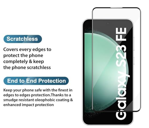Image of Tempered Glass Screen Protector Compatible for Samsung Galaxy S23FE, A54 5G with Edge-to-Edge Protector and Easy Installation Kit, Pack of 1, Black