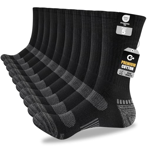 Amazon Cirorld Mens Sports Socks, 5 Pairs Breathable Thick Cushioned Crew Socks for Running, Hiking, Cycling & Outdoor Activities – Comfortable Cotton Work Socks #ad