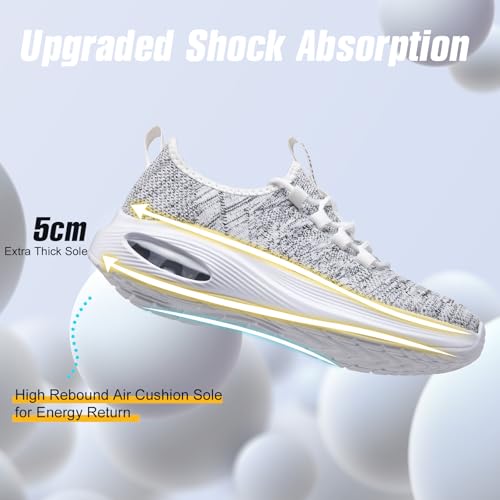 Image of Wide Toe Box Shoes Women Extra Wide Width Sneakers Air Cushion Road Running Shoes Ultra Light Tennis Gym Workout Training Shoes Breathable Walking Shoes with Arch Support