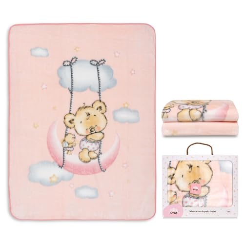 Couverture bébé pour lit de berceau Interbaby rose 110x140 plaid enfant