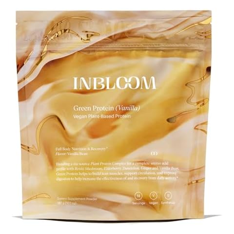 INBLOOM Plant Based Protein Powder - Green Protein with Six-Source Plant Protein Blend - Vanilla Bean Flavor - 14 servings Cover