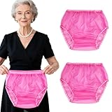 Florith Unisex Adult Plastic Pants, Washable Adult Diaper Cover & Waterproof Underwear for Unisex, Reusable Rubber Pants for Adults (Pink, Large)