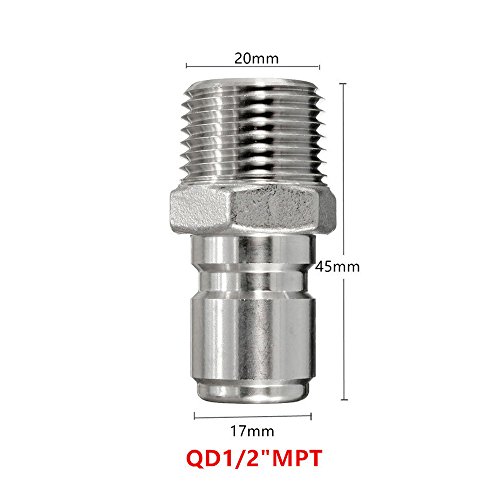 Promaker 2 Pack Stainless Steel Male Quick Disconnect Fpt 1/2" Home Brew Fitting Connector Homebrewing (Mpt Male) #TOP5