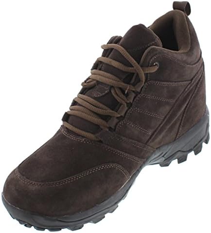 CALTO Men's Invisible Height Increasing Elevator Shoes - Dark Brown Suede Lace-up Hiking Boots - 4 Inches Taller - H0031 - Size 9 D(M) US | Image 1