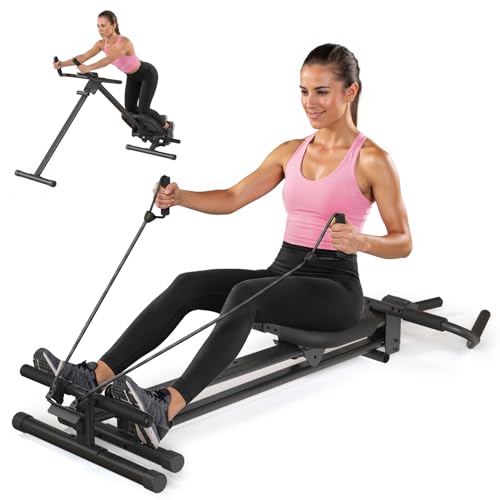 Image of Rowing Machines for Home,Workout Equipment,Exercise Rower with Quiet Resistance,350LBS Capacity,LCD Monitor,Knee Pads, Workout Gloves&Extra Pull Rope for Full Body Exercise