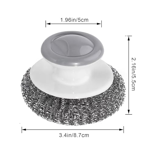 Image of 24Pack Steel Wool Scrubber with Handle, Stainless Steel Scrubber for Cleaning Cast Iron, Dishes, Stock Pots, Pans, Griddles, Grills