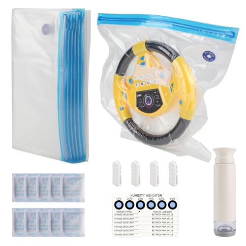 LALAGO 10 Piezas Impresora 3D Filamento Bolsa de Vacío Kit, Reutilizable Bolsas Selladas al Vacío con Bomba de Mano, desecantes e tarjetas de humedad, Storage Bolsas de Vacío per Filamento 3D, Pla