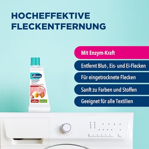 Dr. Beckmann Fleckenteufel Blut & Eiweißhaltiges | Spezialfleckentferner gegen Blutflecken, Eis- und Spermaflecken u.v.m. | 50 ml