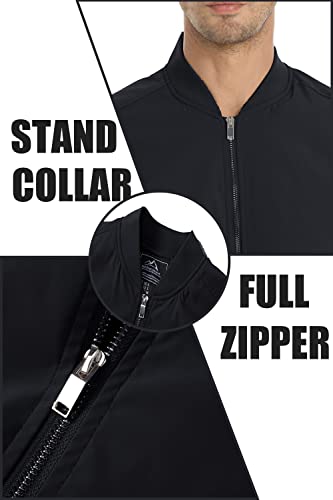 Tacvasen Lightweight Jacket For Men Spring Fall Thin Bomber Coat, Black L #TOP3