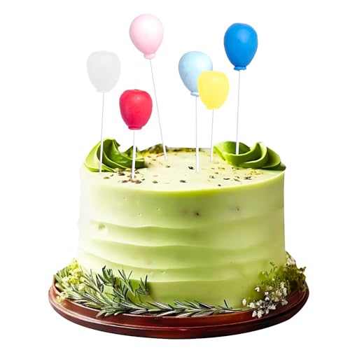 12pcs Ball Cake Toppers for Birthday Cake Decorations, Handmade Balloon Cake Topper Set for Kids Boys Girls Party, Colourful Cake Decor for DIY Celebration and Dessert Display