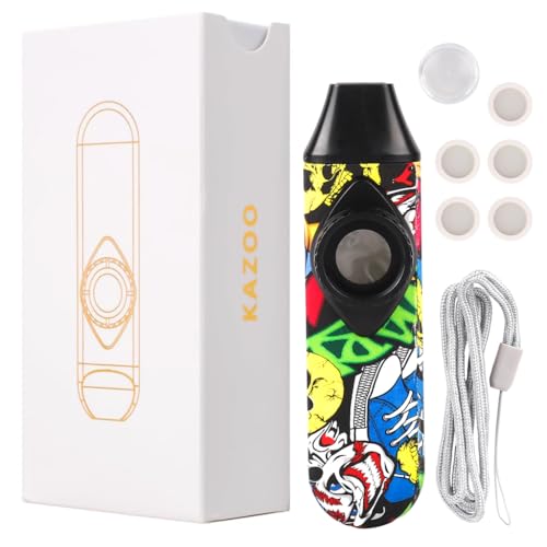 Image of HASTHIP Kazoo Musical Instruments for Kids and Adults Graffiti Style Kazoo Musical Instrument, Fashion Tunable Kazoos Instrument with 5Pcs Membrane, Lanyard, Playing Instructions, Storage Case