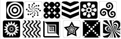 Black & White Newborn Patterns Repositionable Removable Decals - Infant Brain Stimulation - Perfect Baby Shower Gift - 12 Decals
