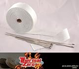 WHITE High Temperature Header Exhaust Pipe Insulation Wrap Kit: 1 Roll White 1/16' X 2' X 50' with a...