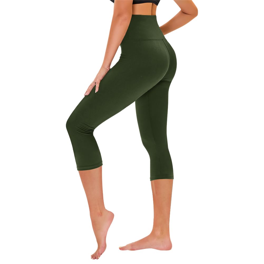TNNZEET Capri Leggings for Women - Tummy Control High Waisted Soft Yoga Pants for Gym Workout