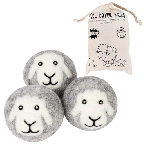Tibemi ウール製 ドライヤーボール 3個セット 天然柔軟剤 静電気防止 しわ軽減 乾燥時間短縮 赤ちゃんとペットに安心 収納袋付き ドラム式乾燥機対応