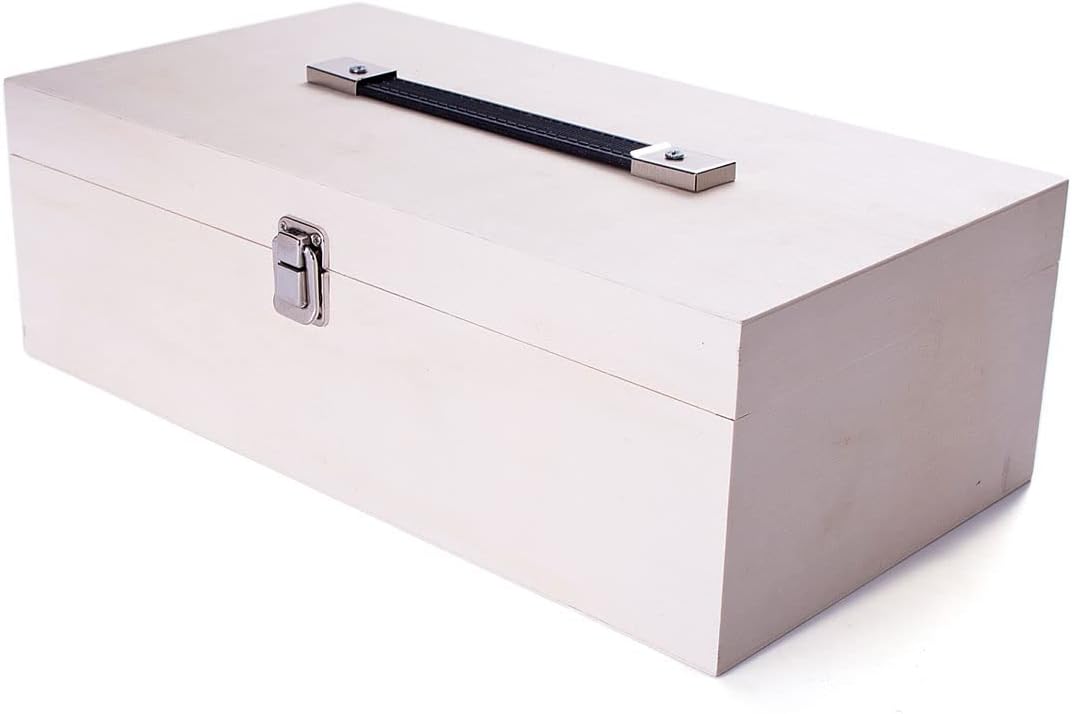 Wooden Box for Paintings Poplar Plywood with Handle and dividers 38x20x12 cm.