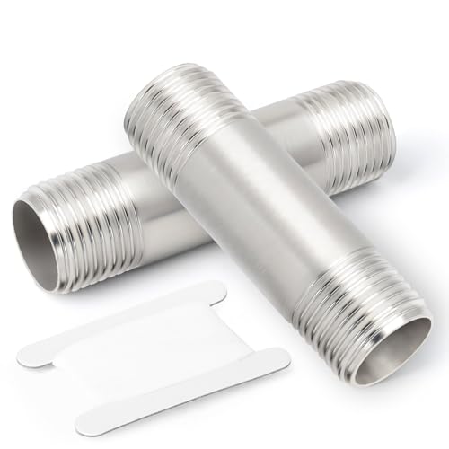 TAISHER 2 pièces raccords de tuyauterie en acier inoxydable, 3/8BSP Male x 3/8BSP Male, tuyau en fonte mamelonné de 50mm de long, pour gaz de pétrole liquéfié