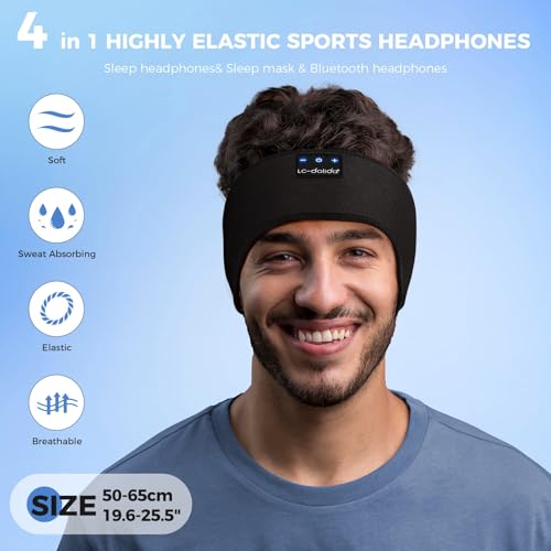 Image of LC-dolida Sleep Headphones Bluetooth 5.4 Headband, Sports Wireless Earphones with Ultra-Thin HD Stereo Speaker Sweat Resistant Earbuds Sleeping Headphone for Workout Running Cool Gadgets Unique Gifts