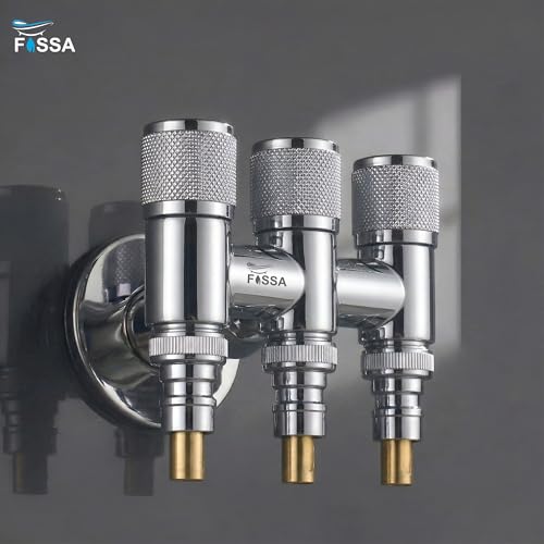 Image of Fossa Curio 1-Year Warrant 3 - Way Stainless Steel Laundry Washing Machine Faucet | Water Spigot with Handle | Multi-Use Hose Connector Tap | Angle Valve Silver Chrome Finish (with Nozzle)