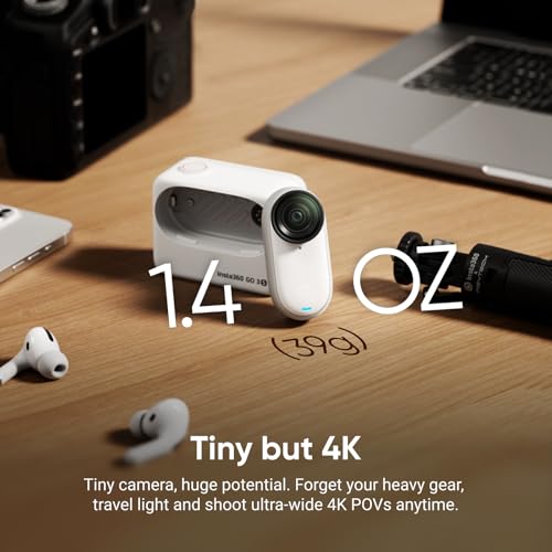 Image of Insta360 GO 3S Cycling POV Bundle - 64 GB White 4K Tiny Portable Vlogging Camera, Hands-Free POVs, Mount Anywhere, Stabilization, 140 Min Battery Life, 10m Waterproof, Pet POV, White