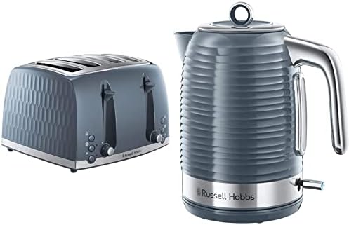 Russell Hobbs 26072 4 Slice Toaster - Contemporary Honeycomb Design with Extra Wide Slots and High Lift Feature, Cream
