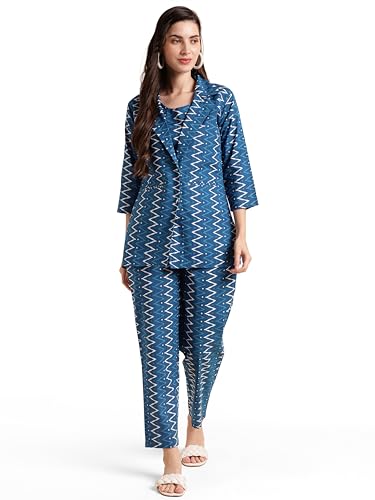 Image of MIRCHI FASHION Pure Cotton Kurta with Shrug Set | 3 Piece Cordset with Jacket & Pant | Ethnic Work Wear & Travel Wear Co-ord Set