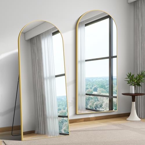 WOLIBEER Gran espejo de cuerpo entero 179 x 65 cm XXL espejo de pie y de pared con marco dorado de aluminio seguro y estable para salón, dormitorio, pasillo - imagen 6