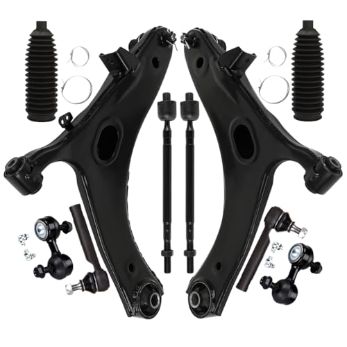 Front Lower Control Arm w/Ball Joint fit for Subaru Forester 2009 2010 2011 2012 2013, Suspension Kit with Inner Outer Tie Rod End w/Steering Boot Sway Bar Link - 10pc Set