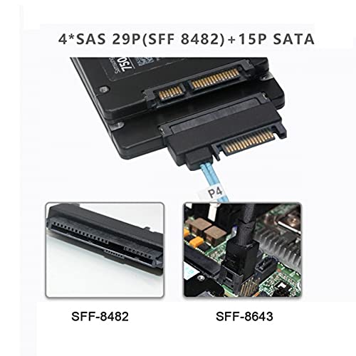 Cablecc Mini host interno SAS SFF-8643 a 4 SAS 29Pin SFF-8482 objetivo disco 6Gbps servidor de datos Raid Cable 50CM