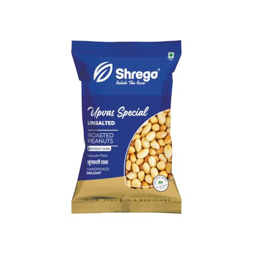 Image of Shrego Upvas Special Roasted Peanuts Unsalted 180g | Vacuum Packed | Farali Peanuts for Fasting | Ready-to-Use Whole Peanuts | No Added Salt | Crunchy Peanut Protein Snack