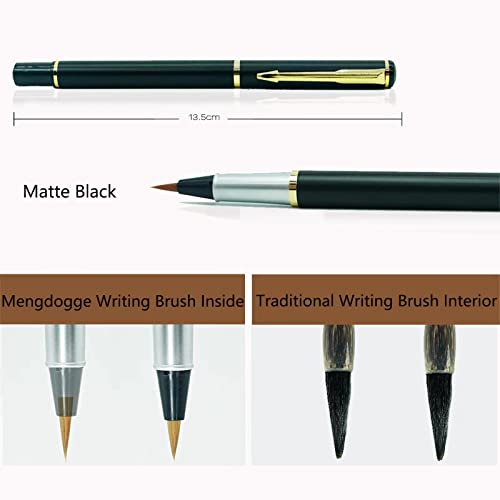 Mengdogge Portable Pocket Fountain Brush Pen Metal Calligraphy Pen Included Soft Fibre Tip, Ink Refill Converter And Gift Packing Pen Case Great For Beginner And Professional Artists #TOP6