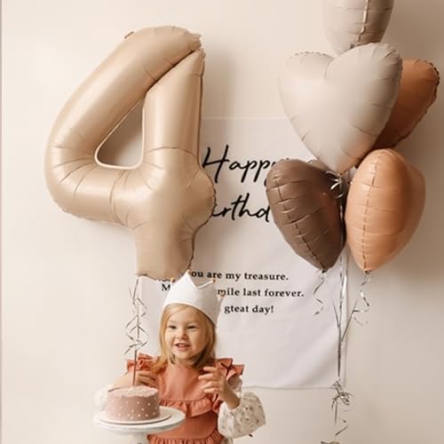 Image of Retro Apricot Heart Balloons, 10PCS Beige Caramel Foil Heart Shape Balloons, 18inch Sand White Love Foil Balloons for Helium Nude Neutral Balloon for Brithday, Valentines Day, Baby Shower Decorations