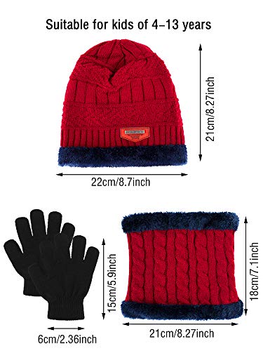 Conjunto infantil de luvas de inverno para crianças, inclui chapéu quente, luvas para todos os dedos