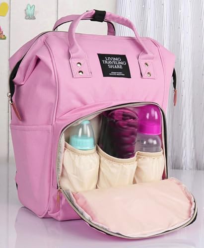 Image of BellaStella Baby Diaper Bag Multiple Pockets Polyester Insulated Travel Backpack Adjustable Padded Shoulder Strap Pack of 1 Pc (Style-3)