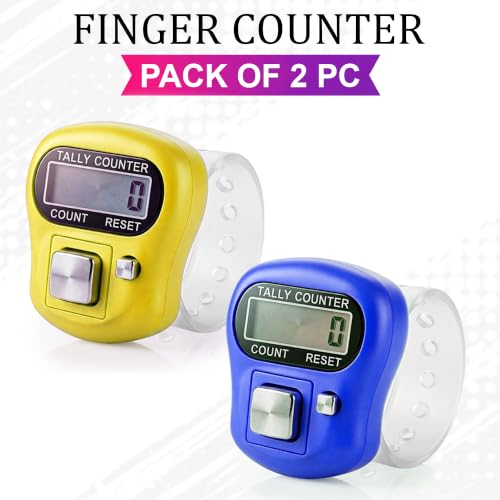 Image of GLUN Naam Jap Counter Digital Tally Counter | Finger Ring Chanting Counter for Mantra, Meditation, Prayer & Pooja | Electronic Counting Device for Jap Mala & Umpire Use (Pack of 2) (Random Colour)
