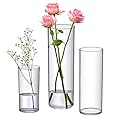 Amazing Abby - Viola Magra - Acrylic Cylinder Vases (3-Piece Set), Plastic Cylindrical Flower Vases for Wedding Centerpieces, Home Decorations, Office Ornaments, Shatter-Proof, 6" + 9" + 12" (H)