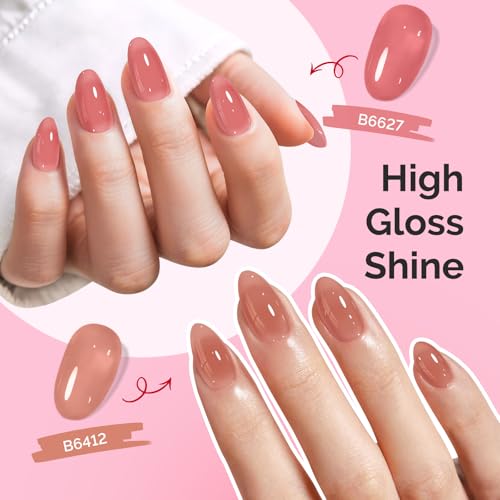 Image of MelodySusie Jelly Gel Nail Polish Set,6 Transparent Colors,Milky or Jelly Texture,Classic Basic Colors Soak Off UV LED Light Cure or Salon Manicure and Nail Art DIY at Home