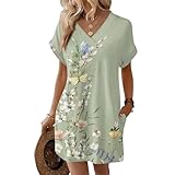 Sleeveless Summer Dresses for Women, Hawaiian V Neck Wedding Guest Dress Mini Fashion Beach Vacation Clothes Womens Spring Floral Dress Vestidos De Mujer Verano (L, Light Green)