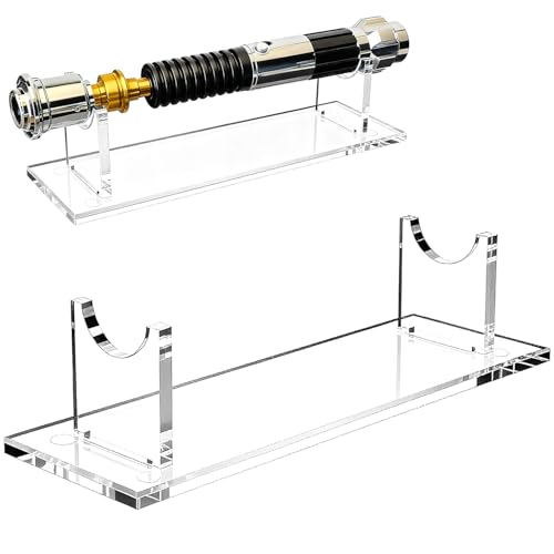 Elifinds Acrylic Lightsaber Stand for Display - Universal Sword Dagger & Wand Holder Transparent Desktop Showcase for Collectibles with Stable Base (Transparent - 1 Set)