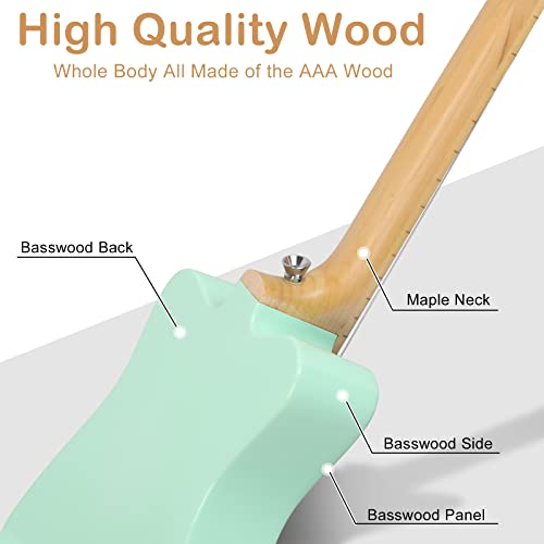 Ktaxon 3 String Acoustic Guitar For Kids, 23 Inch Guitar With Chord Flashcards, Fret Position Marks, Low Pitch Design And Slim Neck Suitable For Ages 3+ Baby, Kid And Children (Green) #TOP2