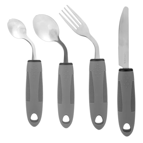 4stk Gewichtete Adaptive Bestecke für Handzittern & Parkinson, 42° Abgewinkelt Adaptive Bestecke 70,87g Gewichtetes Besteck-Set für Senioren...