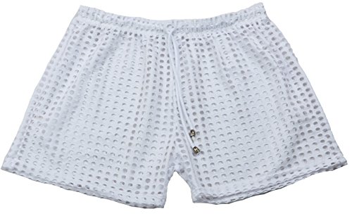 Jjaxu Men's Hollow Sport Shorts Sexy Gym See-Through Pants Large White #TOP3